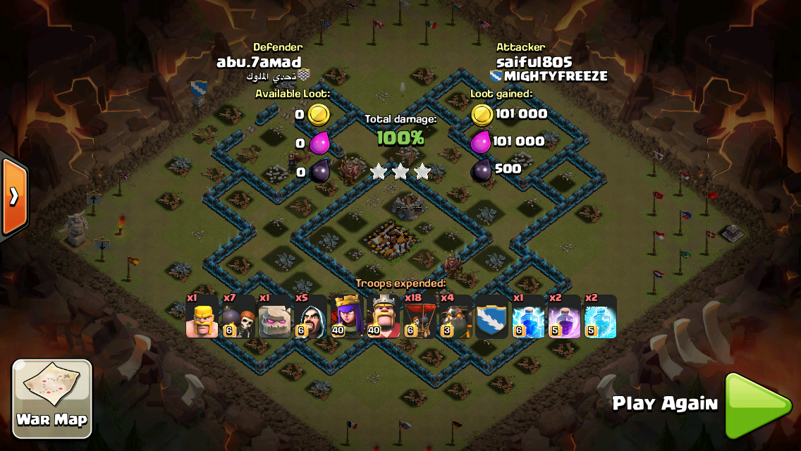 AfifOzawa's tweet photo. Best war ever! Maxed id vs maxed id. No1 vs no1. #MIGHTYFREEZE #CoC @twt_MYcoc http://t.co/Y1USrQtmF4
