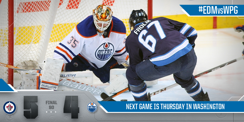 NHLJets's tweet photo. The Jets  beat the Oilers in the shootout 5-4! http://t.co/LMRw6CCY6d