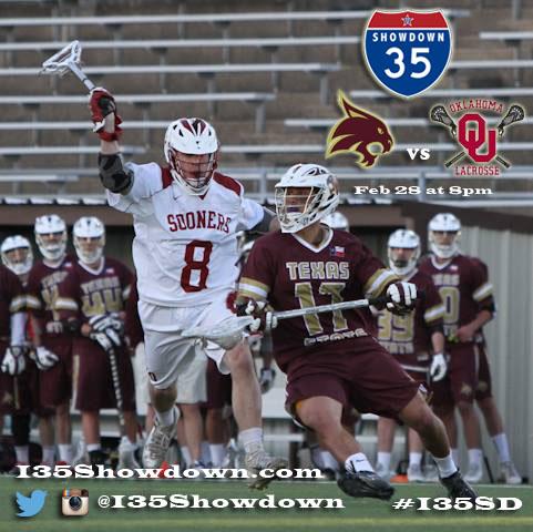 Head over to West Campus!

<a href="/TxStateLacrosse/">Texas State Lacrosse</a> vs <a href="/OUMensLax/">OU Men's Lacrosse</a> starts in 30 minutes