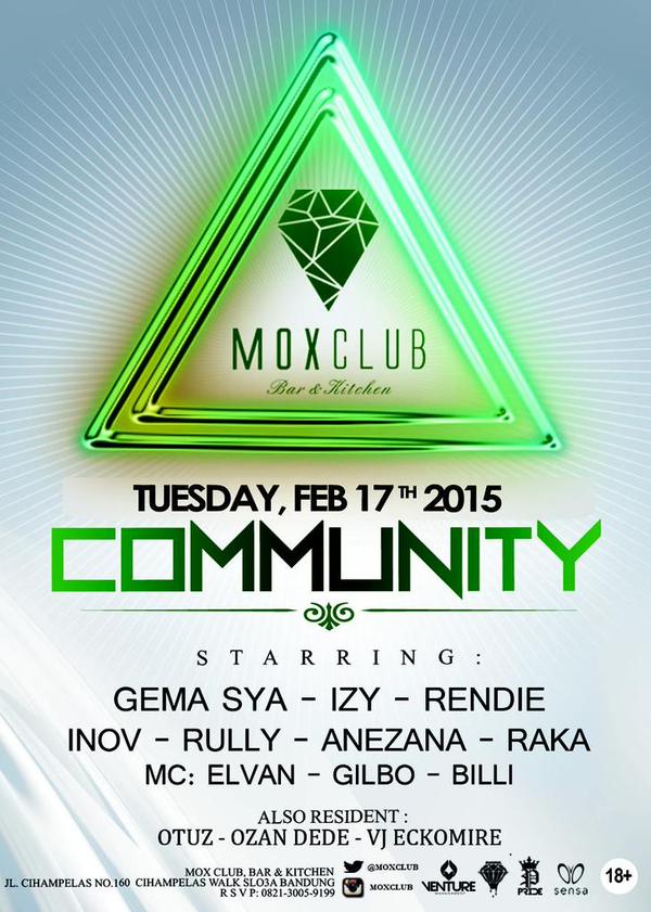 TONIGHT !!! 17th Feb'14 #COMMUNITY at <a href="/MOXCLUB/">MOXCLUB Bar&Kitchen</a> w/ <a href="/GemaSyaa/">ig: gemasyariffullah</a> <a href="/IZY_rm/">Rizky M.Ramadhan</a> <a href="/rendieDTRY/">Rendie Riawan</a> @INOV234 MC : <a href="/Elvvaan/">Elvan Ramadhan</a>