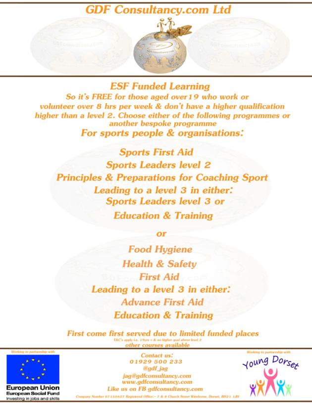 #ESF #Funded #Learning #FREE #Qualifications in Sport, Health&amp;Safety,First Aid &amp; Food Hygiene #Employers &amp; #employees