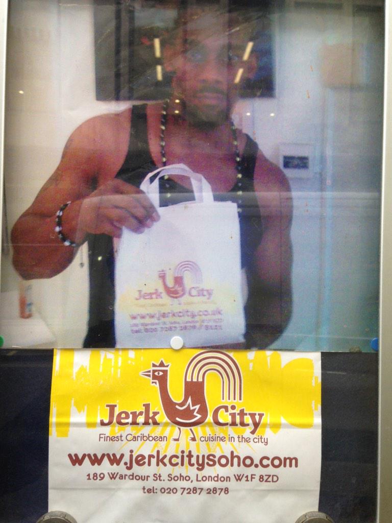 TheHowardCohen's tweet photo. @RBcomedian likes to get his jerk on at @jerkcityw1 and who can blame him http://t.co/ZGhe3633u4