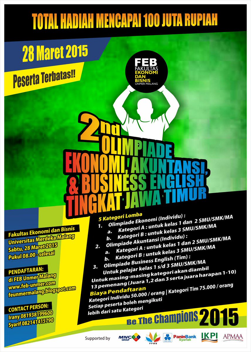 mari berprestasi dan raih jutaan rupiah dalam olimpiade Ekonomi, Akuntansi dan Business English  @sman16sby