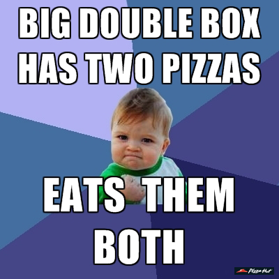 pizzahutmsia's tweet photo. 2 is better than 1, right? Have a #BigDoubleBox delivered to you &amp; upgrade to #PastryCrownPizza for only RM6! http://t.co/IByIq95g0B