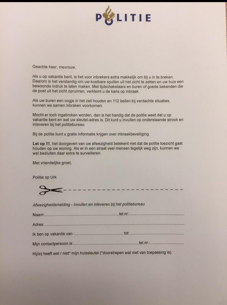 MarkCobussen's tweet photo. #nou voorjaarsvakantie! Ga je weg?Vul formulier in aan bureau voor waarschuwingsadres. Samen houden we het veilig!!! http://t.co/zaUmoW5clU