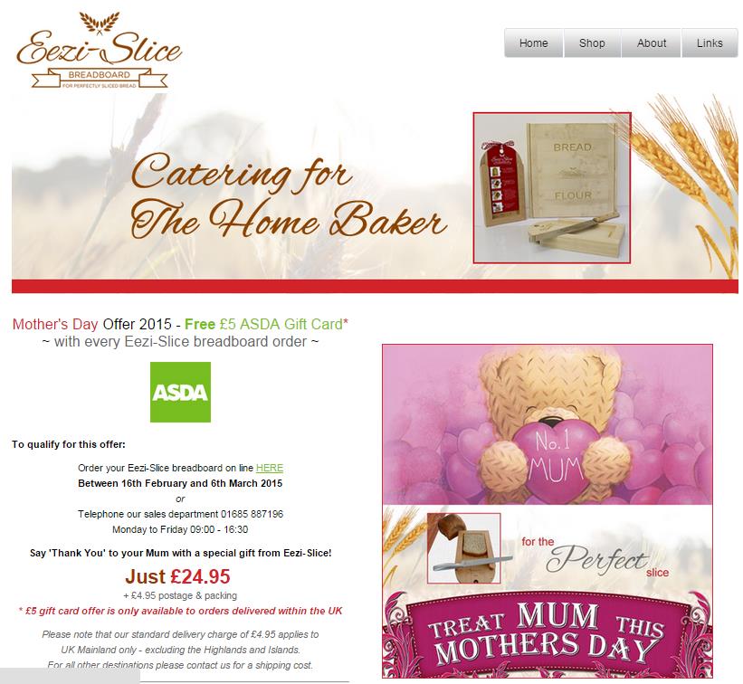 FREE £5 ASDA Gift card when you purchase an Eezi-Slice breadboard for MOTHERS DAY PRESENT at eezi-slice.com/mothers-day.ht…