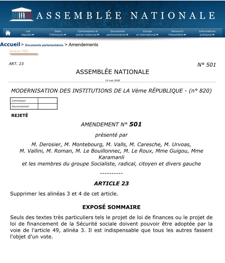 Quand M.Valls déposait un texte avec Montebourg à l'Assemblée pour supprimer le 49.3... 😂(v/<a href="/tpuijalon/">Thomas Puijalon</a>)