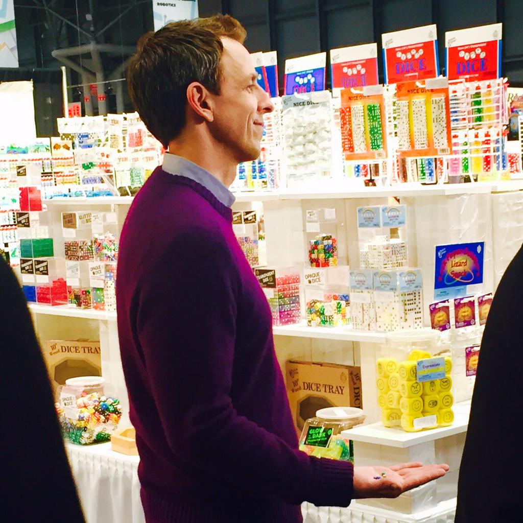 valvacante's tweet image. Check out @sethmeyers rolling the dice! #ClassicFun #NYTF15
