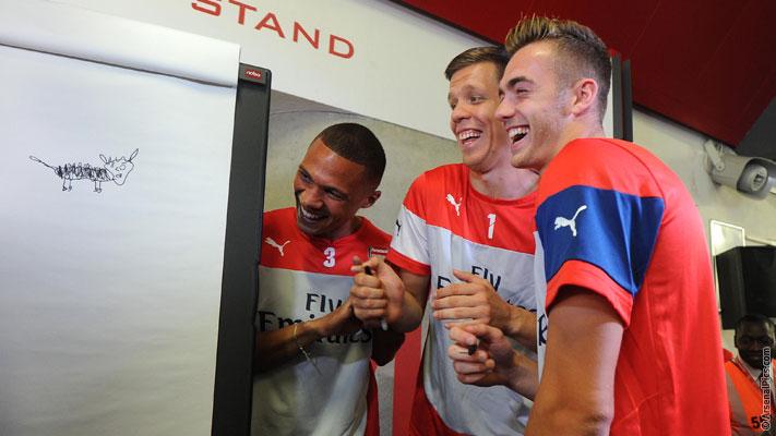 Arsenal's tweet image. .@CalumChambers95 on playing for @Arsenal, @Theowalcott and cleaning Rickie Lambert's boots: arsn.al/w2jMIU