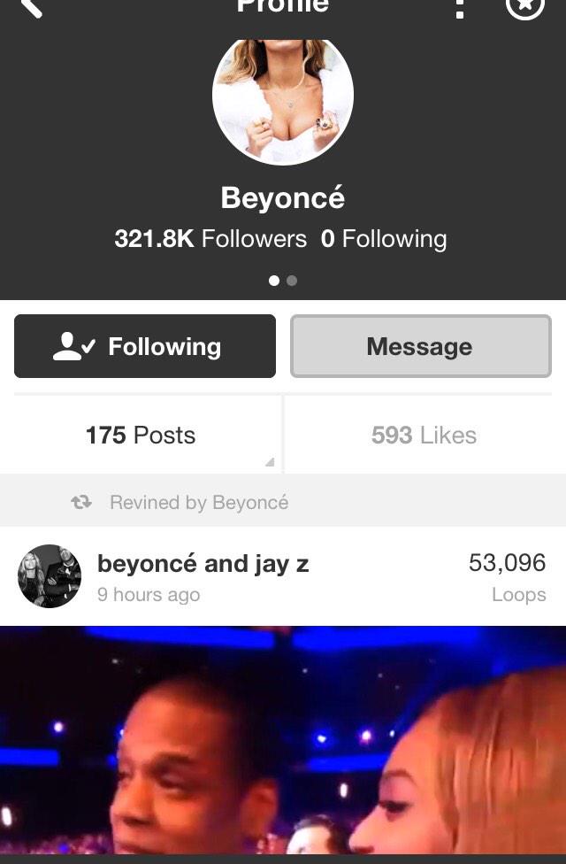 beyoncexjayz's tweet photo. THE BIGGEST BEYONCÉ VINE ACCOUNT. REVINED. MY. ONLY. VINE. 😭😍 http://t.co/PqN3lzOAtm