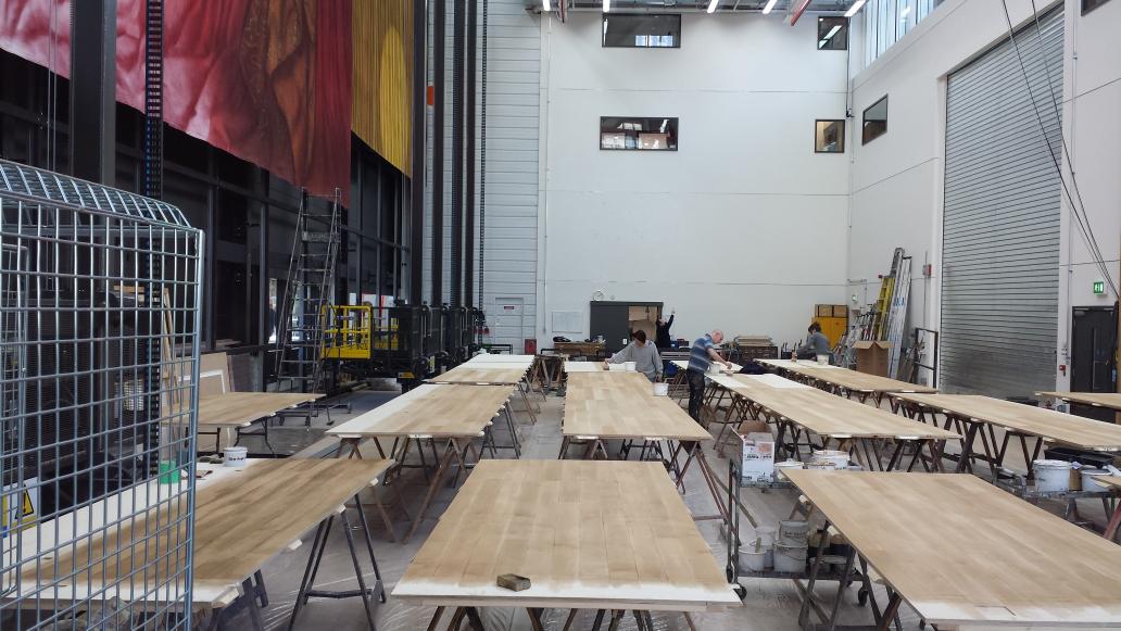 If you pop around to the back of <a href="/NationalTheatre/">National Theatre</a>, you can peek through the windows at a workshop...