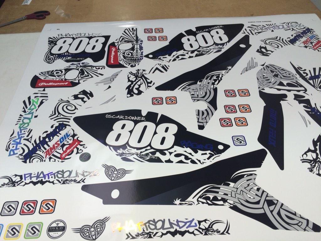 Another hi impact kit ready to cut. Tribal design with chrome lettering #phatsoundz