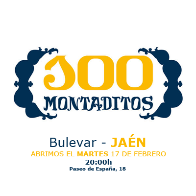 AlbertoAranda's tweet photo. 100 montaditos Bulevar Jáen, nueva apertura hoy a las 20:00h #100mbulevarjaen @feralejandre http://t.co/hQBRs70Nmk