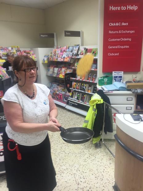 Sheree tossing pancakes for charity <a href="/Witham3417/">Tesco Witham</a> <a href="/ssGroup23/">Tony Delay</a> <a href="/GordonRankin/">gordon rankin</a>  <a href="/alunb1973/">Alun Beale</a>