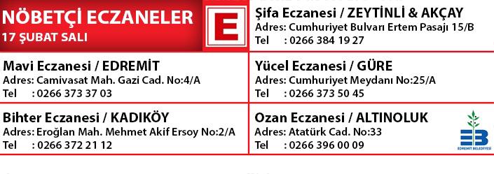 17 Şubat Salı - #NöbetçiEczaneler