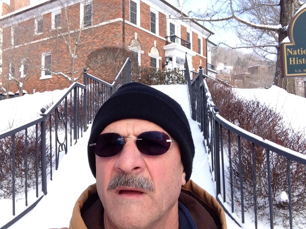 MSU_President's tweet photo. Beautiful day! Ready to shovel off the steps and sidewalks. Facilities guys doing a great job! Be safe  #snowday http://t.co/avZWvCnI1z
