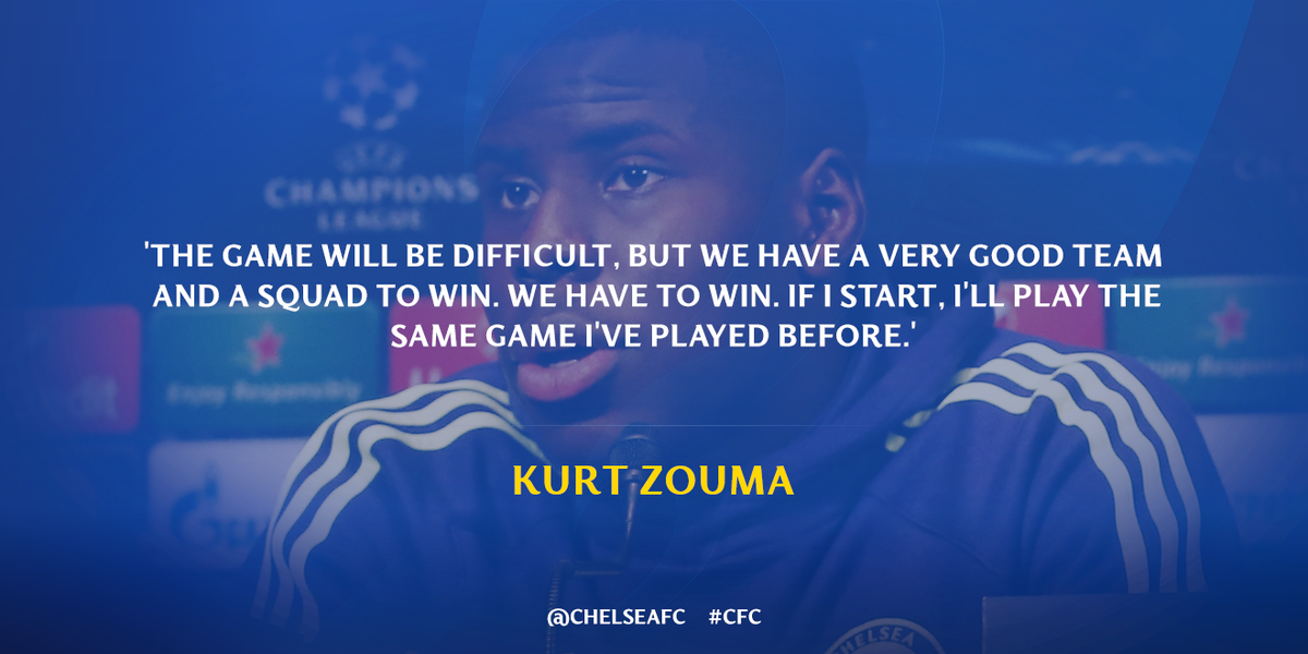 ChelseaFC's tweet photo. Kurt Zouma looks ahead to tonight's game... http://t.co/lZ9uFbwihb #CFC #PSGCHE http://t.co/Cs7Qco4oG7