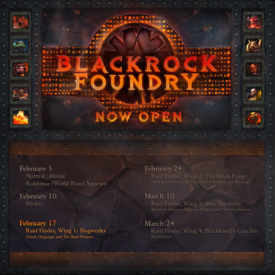 Warcraft's tweet photo. The first Raid Finder wing of Blackrock Foundry is now open! http://t.co/obHKn0cgnf