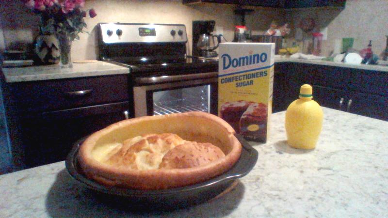 EmTeeJacobs's tweet photo. Fresh from the oven, a glorious German-Dutch Pancake to celebrate #PancakeDay... http://t.co/EbqZK1ehLt