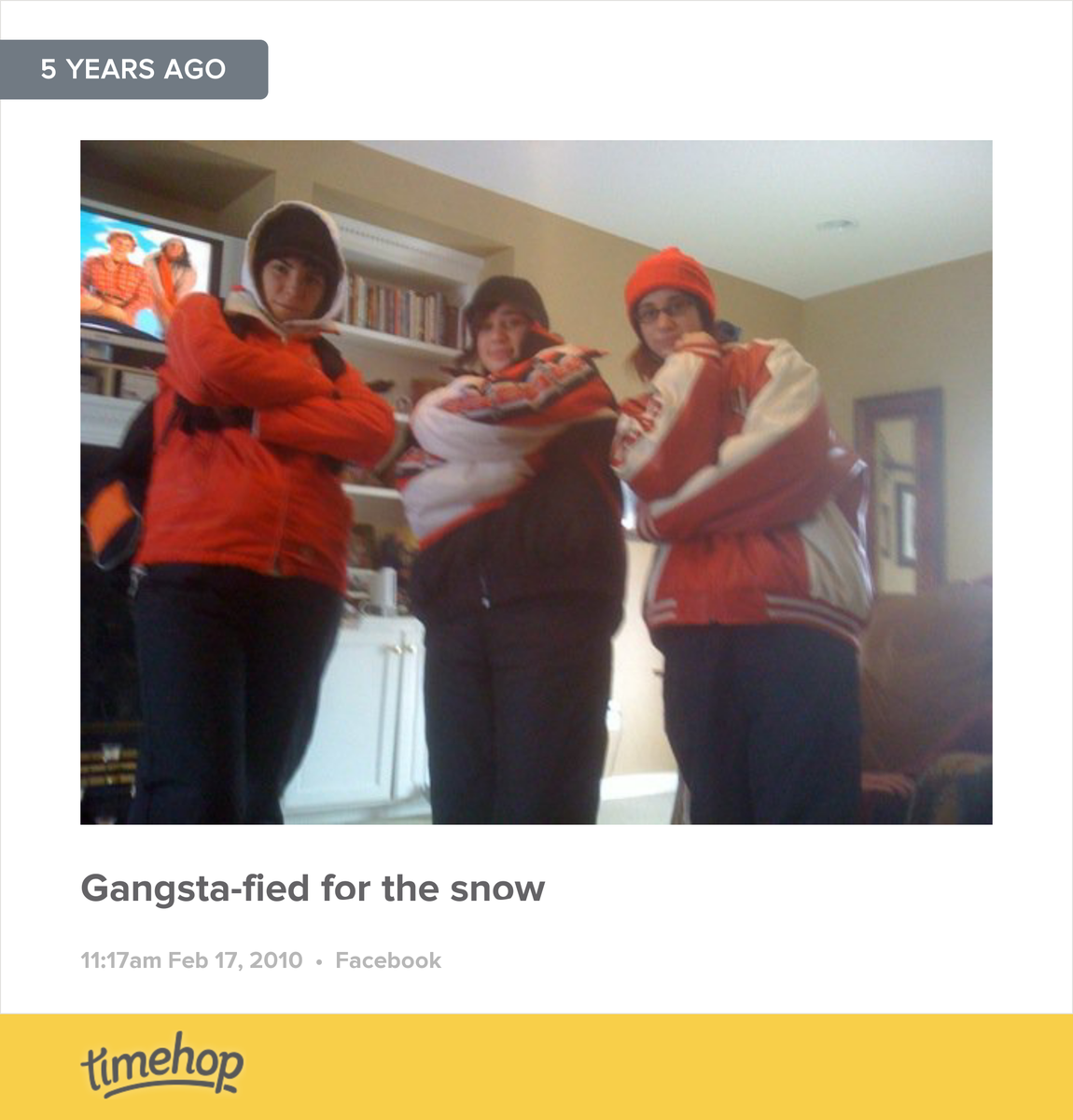 Likeajill6's tweet photo. danielle, kenzie and I during the last big snow we had. Remember how we helped to stop that guy on the side of th... http://t.co/3Hqx7XZN1Q