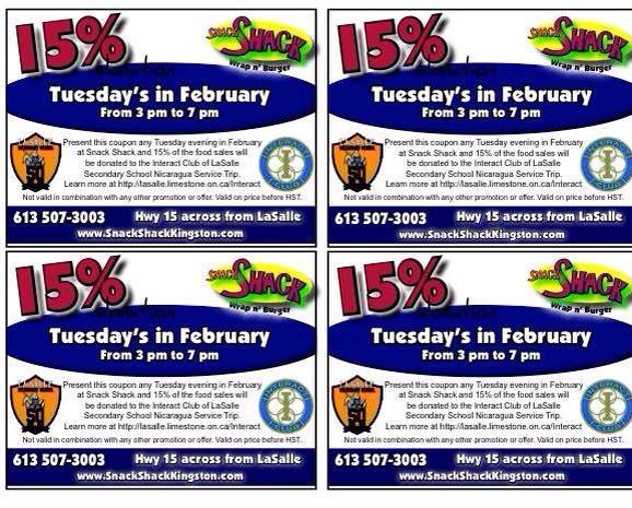RCKingston_ON's tweet image. feeling hungry? only 2 more chances to use these coupons to support @LSSinteract service trip to #Nicaragua. #Tuesday