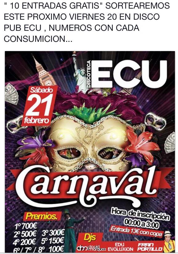 ESTE PROXIMO VIERNES SORTEAMOS 10 entradas gratis en disco pub ecu