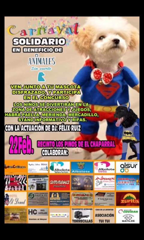 AsSuerte's tweet photo. No te pierdas #Domingo 22 nuestro #CarnavalSolidario, con premios, paella y buen ambiente. En el Chaparral #Granada http://t.co/lSLoCmMnAx