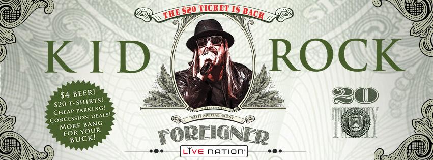 LiveNation's tweet photo. They're back! RT for a chance at a pair of @KidRock #20dollartix #Entry! (US Only,13+RULES: http://t.co/4p9MnSa923) http://t.co/We4OIO83M2
