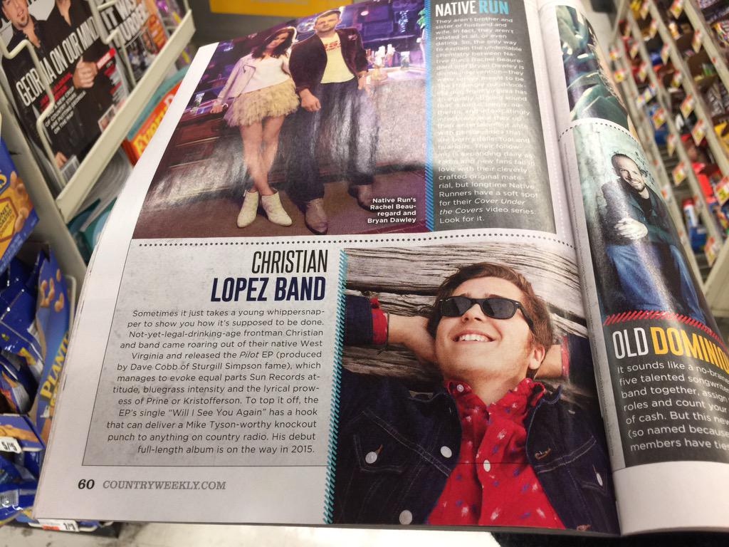 MeiVerba's tweet photo. β @countryweekly feats. @Clopezmusic as one of 2015's #ArtistsToWatch *CLB is at #TreeHouseLoungeDC Feb19 2morrow! http://t.co/baxJPwN4bH