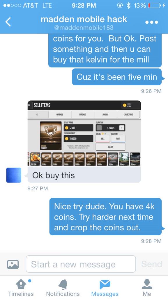 MMcoinhelp's tweet image. NOBODY EVER DEAL WITH @maddenmobile183 HE IS A LIAR