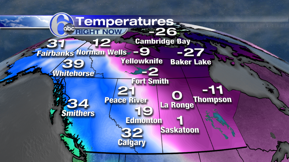 6abcadamjoseph's tweet photo. As of 5pm it is warmer in Fairbanks than Philadelphia! Unfortunately our next airmass is coming from near Baker Lake. http://t.co/KaAwA1ItVd