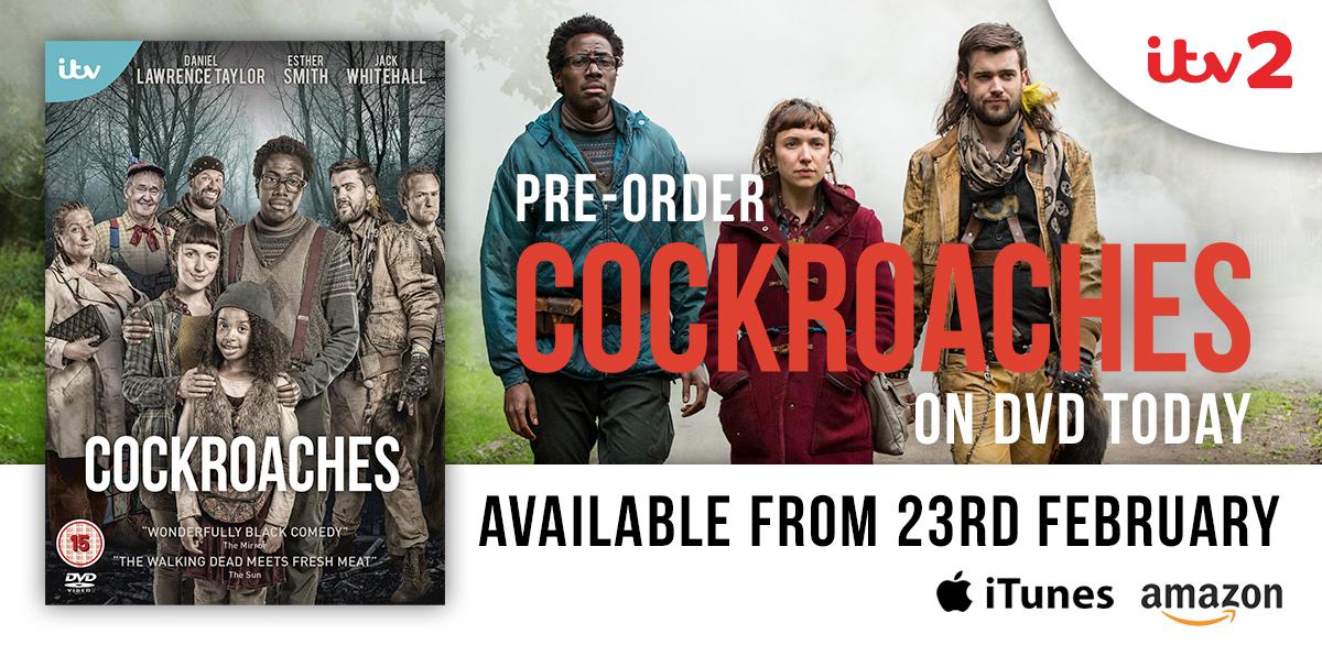 ITVX's tweet photo. Want to laugh again? Well if you enjoyed #Cockroaches then you can buy the DVD from iTunes or pre-order from Amazon! http://t.co/3SXWQseeWt