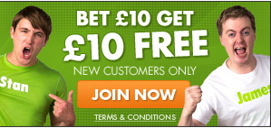GrabFreeBets's tweet image. Place a £10 bet with StanJames - Get another £10 FREE!!

&amp;gt; dld.bz/fTV7y=