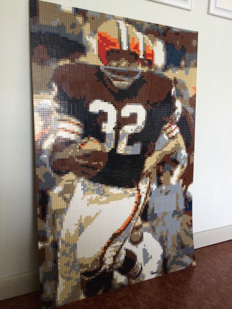 Happy Birthday to one of the greatest running backs. Cleveland\s own Jim Brown. Here is a LEGO mosaic I made of him 