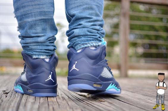 air jordan 5 blue bird on feet