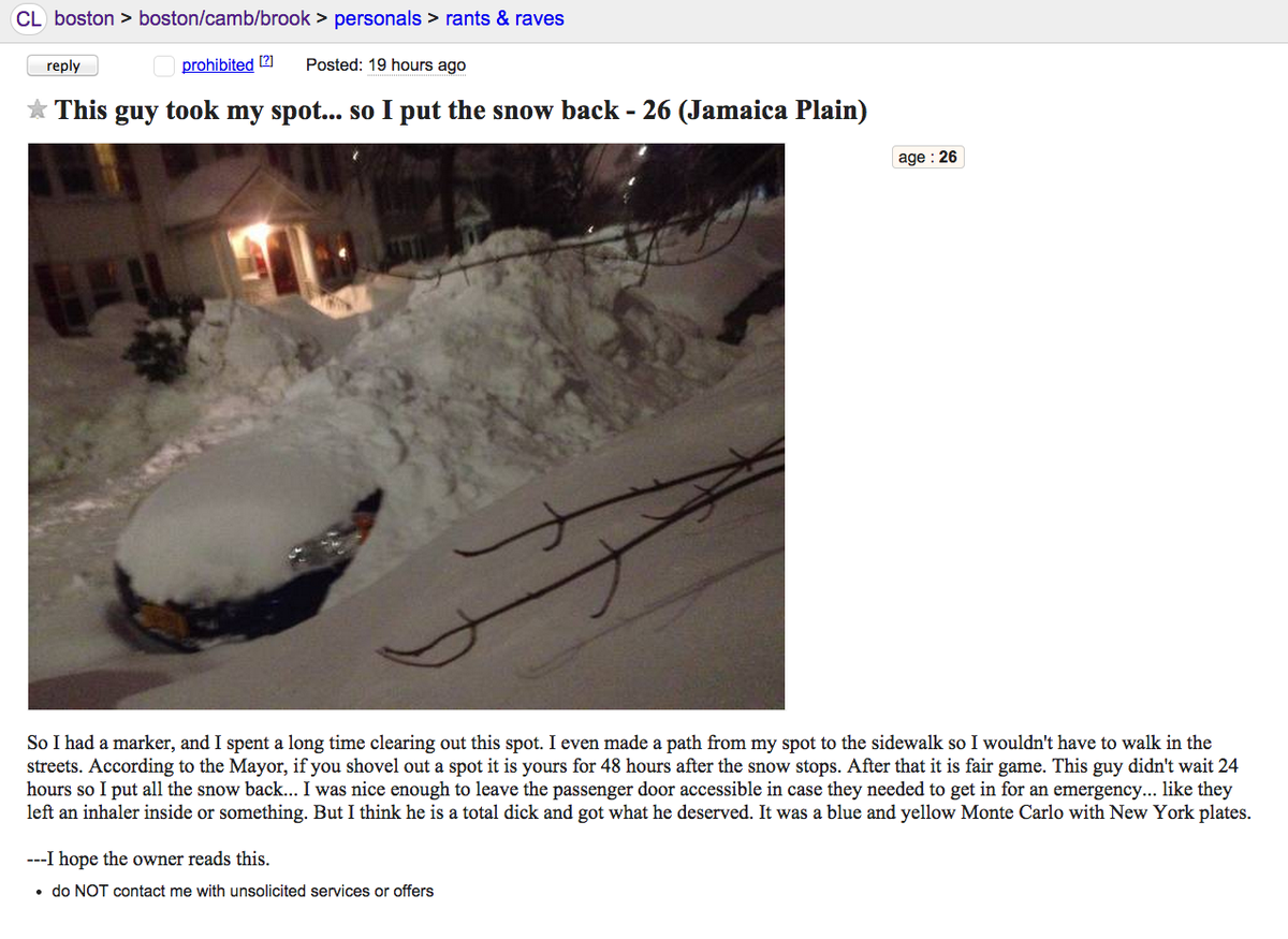 BostonDotCom's tweet photo. Space saver thieves beware!  http://t.co/w3vQUXuwx7 http://t.co/yABppGTkwM