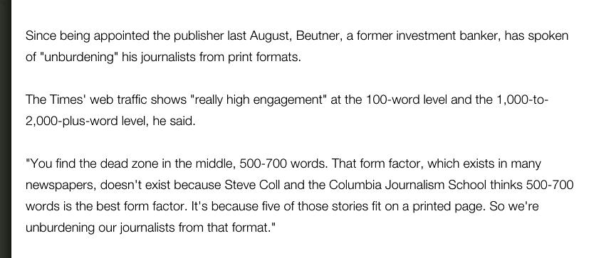 brianstelter's tweet photo. The "dead zone:" 500- to 700-word stories. (@AustinBeutner quoted in my, umm, 699-word story) http://t.co/5HgJEJEWoC http://t.co/BGZK3ZlHj4