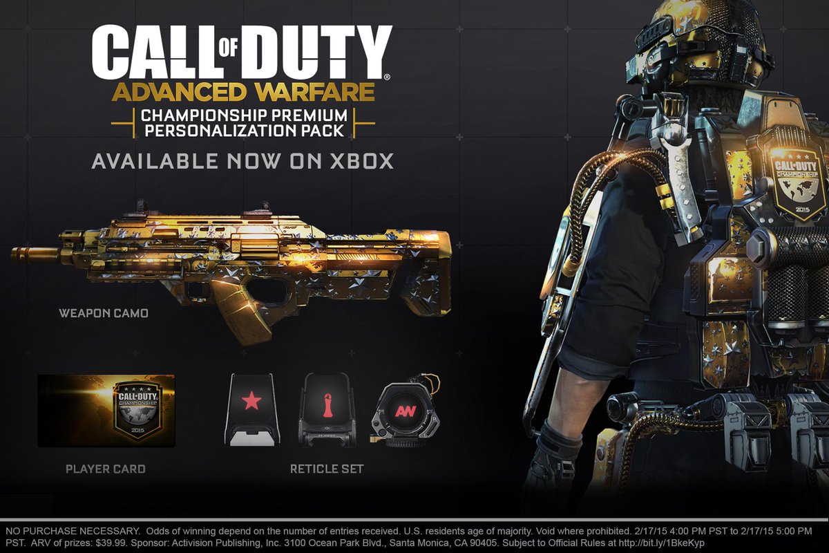 SHGames's tweet image. RT &amp;amp; you could win! We’re giving away 10 codes for the COD Champs Pack for Xbox One. Rules bit.ly/1BkeKyp
