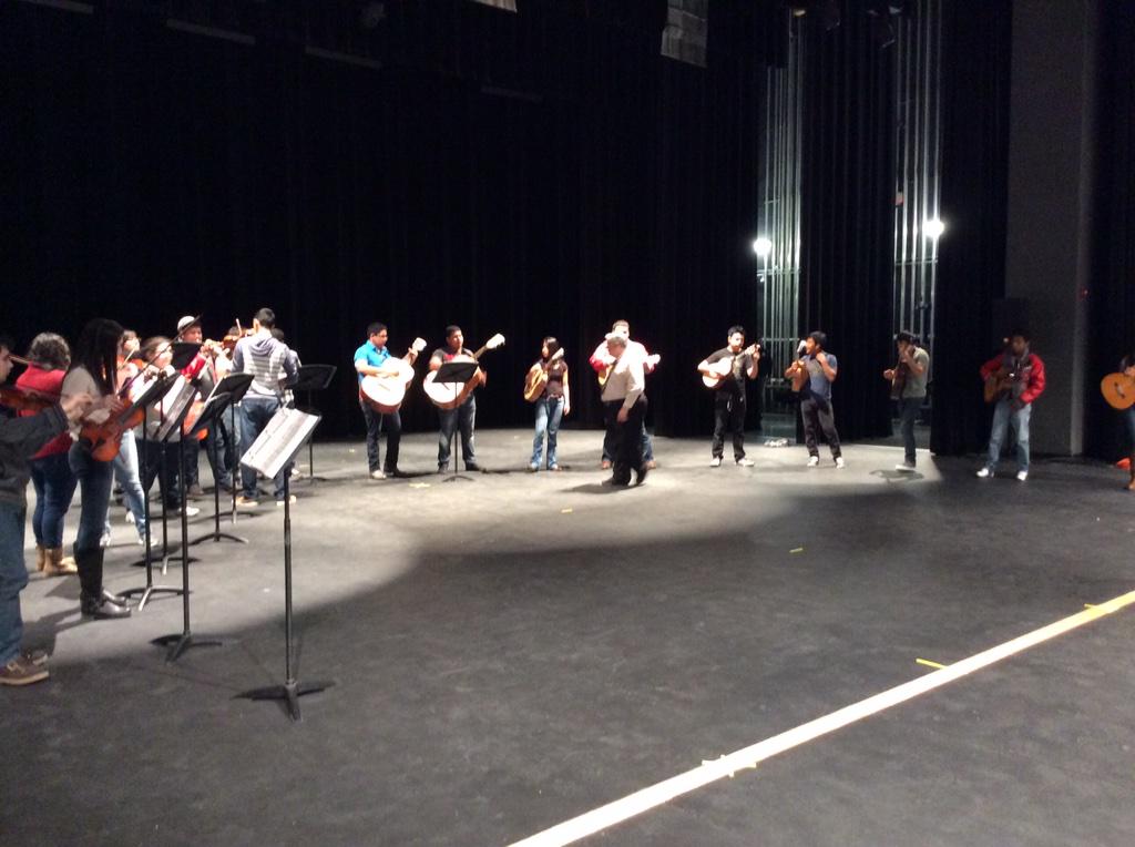 LJISD_PAC's tweet photo. Juarez-Lincoln HS Mariachi "Sol" rehearsing on stage for this weekend's performance. Feb. 21 and Feb. 22. http://t.co/M29t2x7SQh