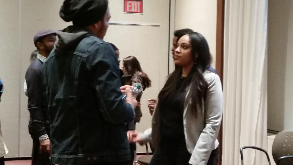 HelloKnac's tweet image. #musicmeetstech tech panel was awesome! Networking #happeningnow. Our founder @ArielLopez__ connecting with students