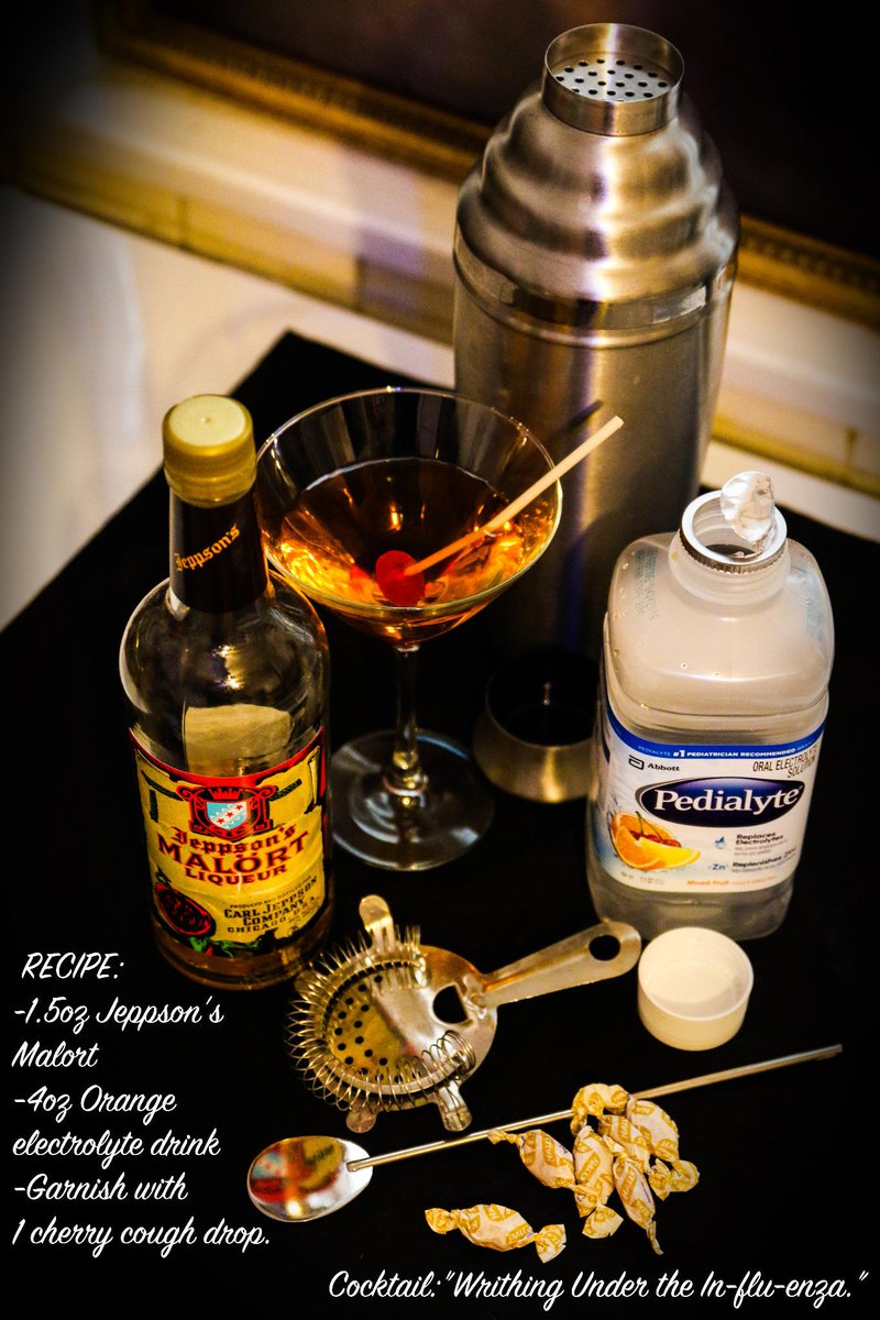 This could be the most important seasonal cocktail ever created. BEHOLD the "Writhing Under the In-flu-enza."