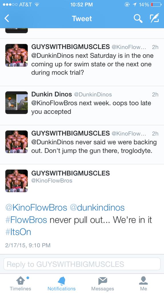 DunkinDinos's tweet photo. @KinoFlowBros I think you committed because "#FlowBros never pull out" "#itson" http://t.co/d83XqKbLiO