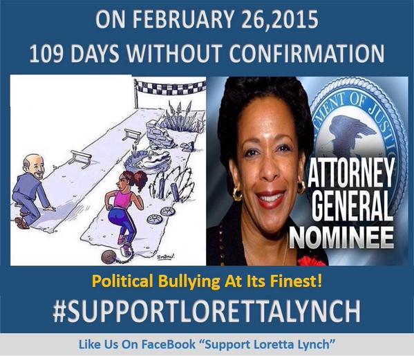 LadyKimDLP's tweet photo. @SenatorBooker Why is #LorettaLynch on hold. She is more then qualified. http://t.co/kVwikmt2i8