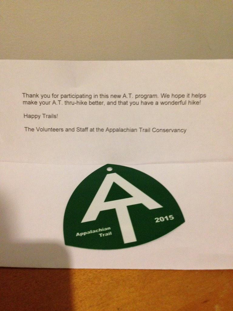SaraHikesALot's tweet photo. Things are getting real #thruhiking #AppalachianTrail #ThanksVolunteers #ATC #PackTag http://t.co/kxPQRTzGER
