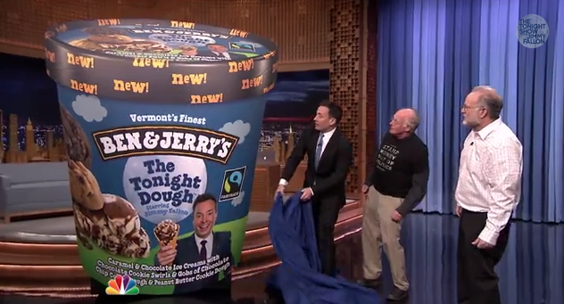 benandjerrys's tweet photo. We're so psyched to announce a new flavor for @jimmyfallon, The #TonightDough. @FallonTonight #FallonTonightOneYear http://t.co/S0kDs199MT