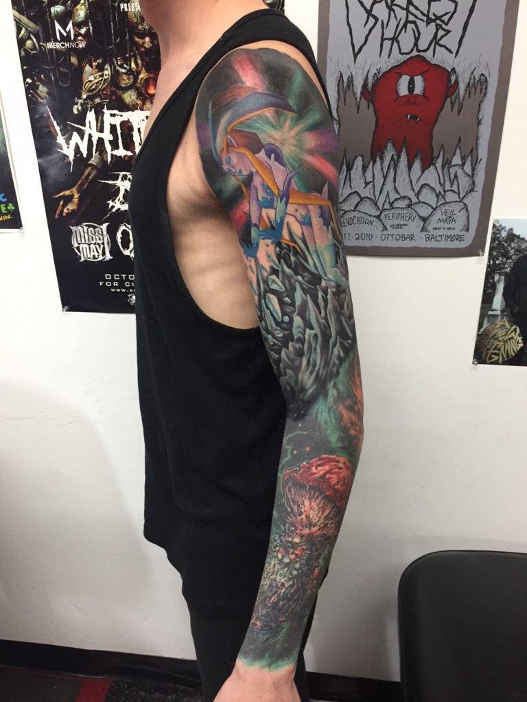 2 days of straight tattooing with @TKOTattoos Shiva from FF8 doing Diamond  Dust \u0026 a jellyfish in space, image size:768x1024