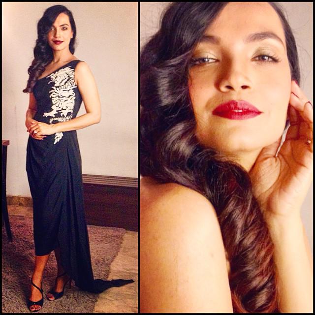 AdnanPardesy's tweet photo. Enchanting @aaminasheikh stuns in a retro look wearing @AdnanPardesy black dress from #LabyrinthCollection http://t.co/Yx1VNLrxhW