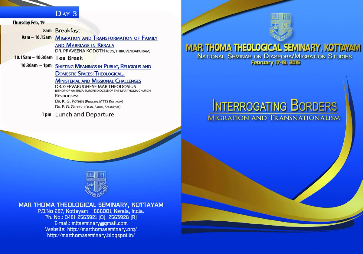 mttseminary's tweet photo. National Seminar on Migration/Diaspora Studies Hosted by Mar Thoma Seminary from Feb 17th - 19th http://t.co/G4FZHYscoS