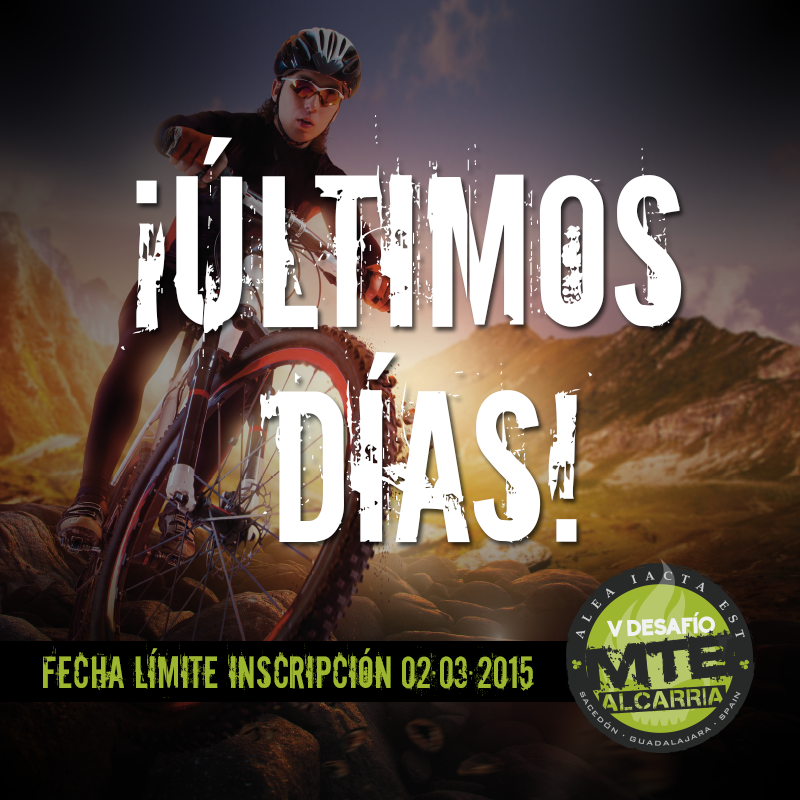 bikecalendar's tweet photo. ¡EMPIEZA LA CUENTA ATRÁS!
Últimos días de inscripción al 5º #DesafíoMTBAlcarria 2015

http://t.co/FTdtfFpkfA http://t.co/L5yYeKgYLW