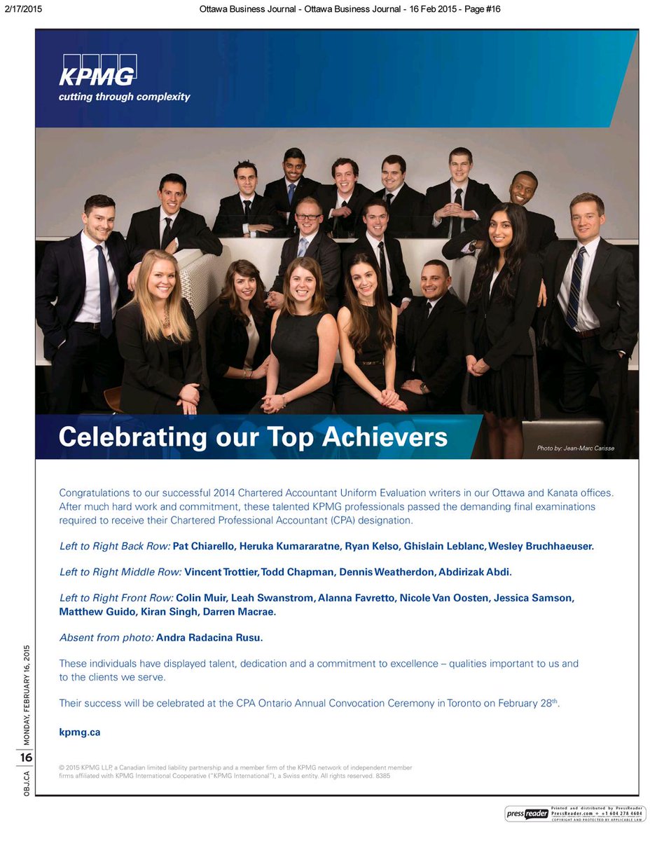 SprottAlumni's tweet photo. Congrats to all of our Sprott grads at KPMG for successfully passing the UFE! @Heruka_k @den_weatherdon @ryankelso22 http://t.co/2oP323TgDV